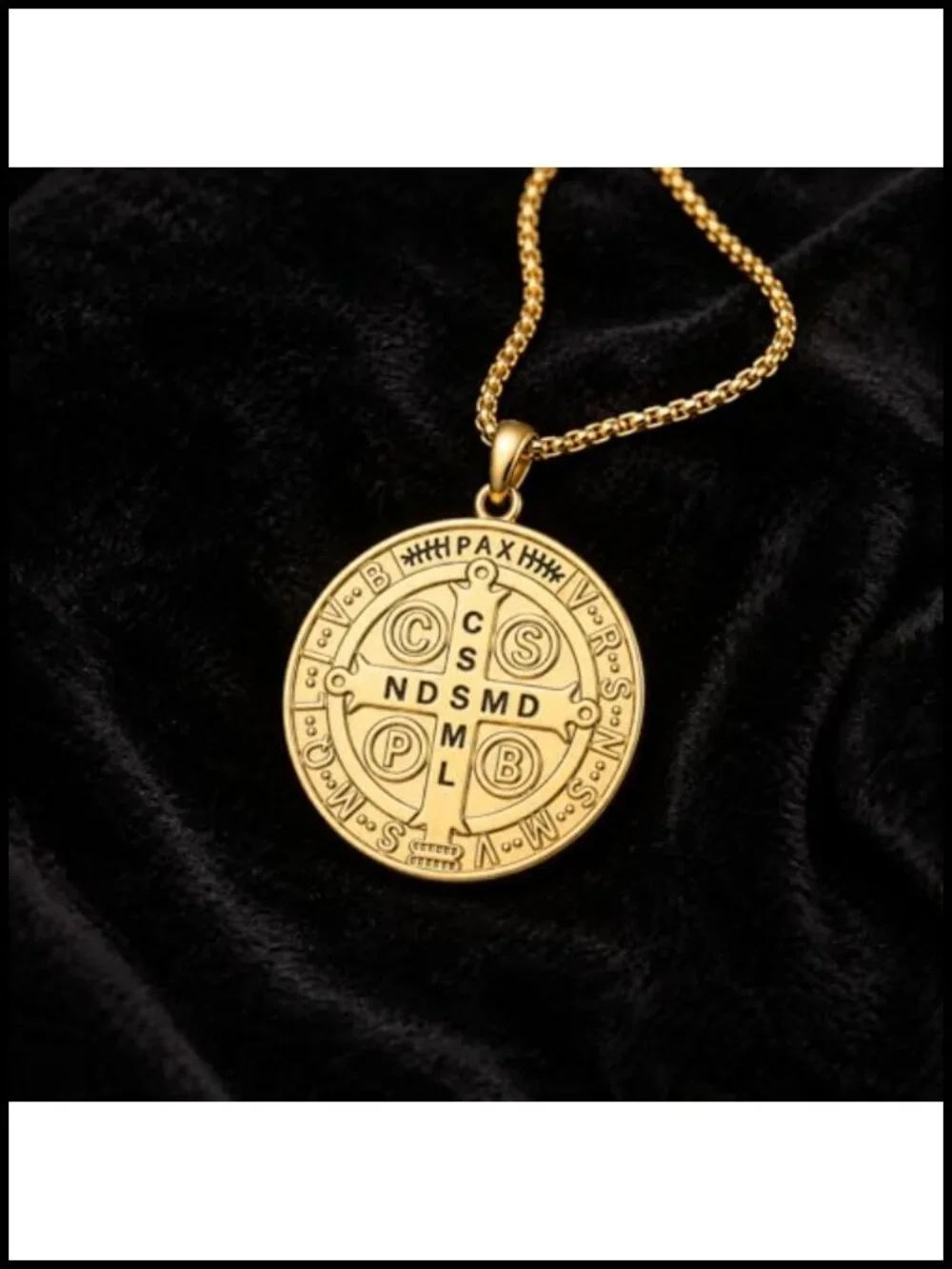 St Benedict Pendant Necklace 14K Gold Plated Catholic Medal Religious Jewelry